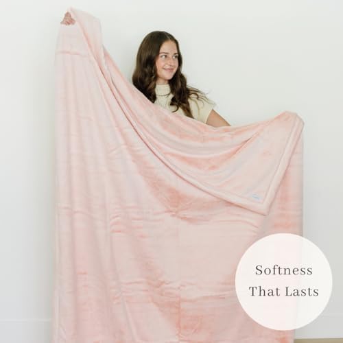 SARANONI Oversized Luxury Blanket | Breathable Super Soft, Lush, Plush Comfy Blankets for Adults | Peach Blush - X-Large 60” x 80”