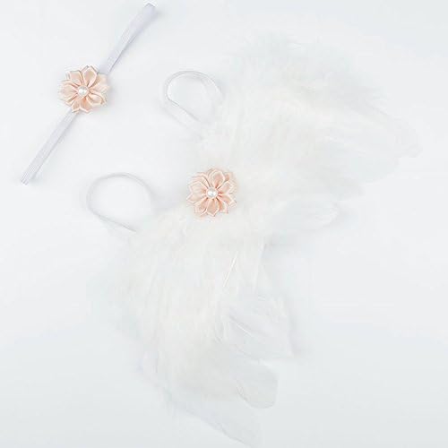 Nishine 2 PACK White Newborn Fuzzy Feather Angel Wings + Headband Set for Baby Cosplay Girls Costume Photography