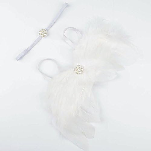 Nishine 2 PACK White Newborn Fuzzy Feather Angel Wings + Headband Set for Baby Cosplay Girls Costume Photography