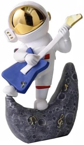 Paimuni Astronaut Figurine Resin Spaceman Statue White Gold Sculpture for Bookshelf Office Desktop Living Room