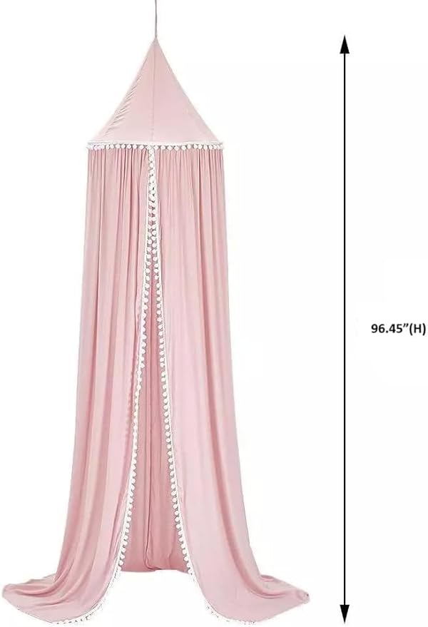 Bed Canopy, Hanging Round Dome Mosquito Net Curtains Tent Canopies Over Cute Princess Style Decoration Crib Ceiling Castle For Girls Baby Kids Boys Child Nursery Bedroom Reading (White)