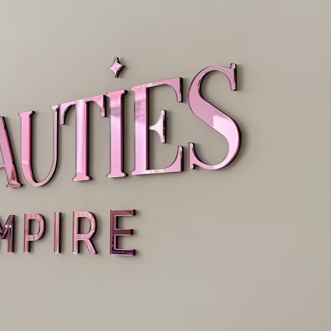 Custom Pink Mirror Acrylic Logo Sign for Business Salon or Office Wall Sign
