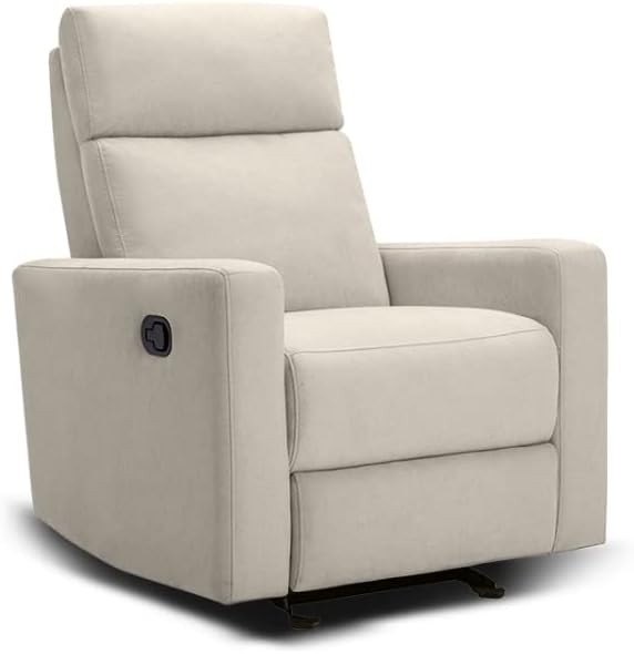 Nurture& The Manual Glider Premium Modern Recliner Nursery Glider Chair with Spill, Stain Proof Fabric | Designed with a Thoughtful Combination of Function and Comfort | Water Repellant (Ivory)