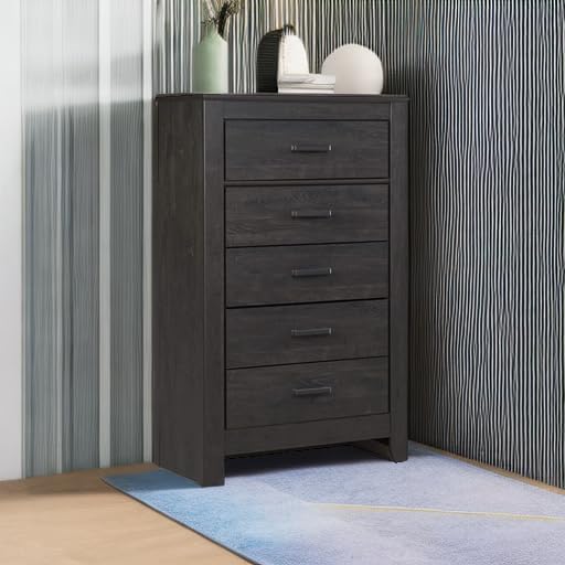 Signature Design by Ashley Brinxton Contemporary 5 Drawer Chest, Almost Black