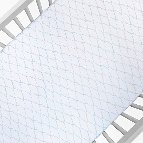 Newton Baby MINI CRIB Fitted Sheets (2-Pack) | Organic Muslin Cotton, Breathable Soft Baby Sheets, Washable Baby Mattress Sheets, Fits Any Mini Sized Crib 24" x 38", Dreamweaver Moonstone Mist + White