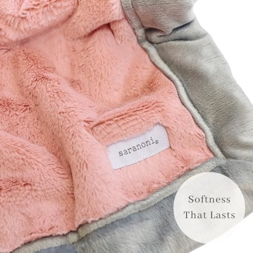 SARANONI Luxury Lush Kids Blanket | Ultra-Soft & Cozy Plush Comfy Blankets for Kids & Teens | Light Pink/Gray - 40” x 60”
