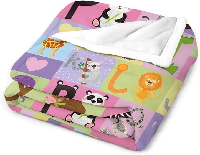 Personalized Baby Blanket with Name, Custom Name Blanket for Kids Soft Flanne Blankets in Easter Personalized Baby Gifts for Infant Newborn Shower (Rainbow-1)