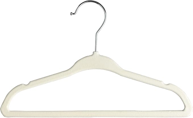 Velvet Baby Hangers with 10x Clips and 8X Dividers (30 Pack) | 11” Ultra-Slim Baby Clothes Hangers | Non-Slip Felt | Space-Saving Nursery & Infant Closet Organizer | Beige