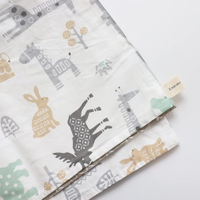 100% Cotton Crib Bedding Set for Baby Boys Girls,3 Pcs Baby Bed Linen Include Duvet Cover,Fitted Sheet,Pillowcase,Nursery Decoration,No Filler(Khaki)