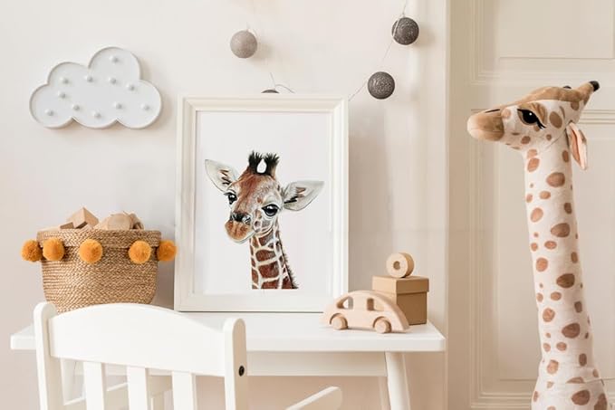 KIU DESIGNS Nursery Wall Art - Unframed Safari Nursery Decor - Set of 4 Animal Wall Decor Gift for Baby - Safari Portrait - 8"x10"