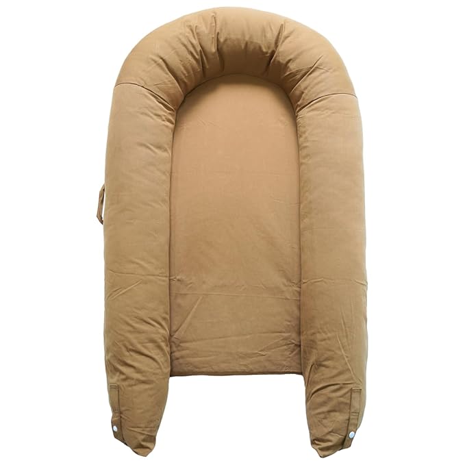 CooCooBaby Deluxe Infant Lounger, Baby Nest Cover for Baby Girls & Boys, Newborn Essentials for Baby 0-12 Months, 100% Cotton (GoldenBrown)