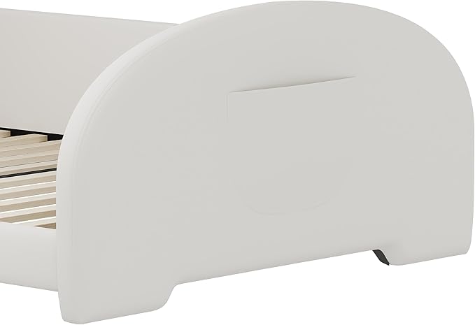 Harper & Bright Designs Twin Size Upholstered Rabbit Shape Princess Bed Frame for Boys Girls Kids Adults Toddler, Twin Size Platform Bed with Headboard and Footboard,White