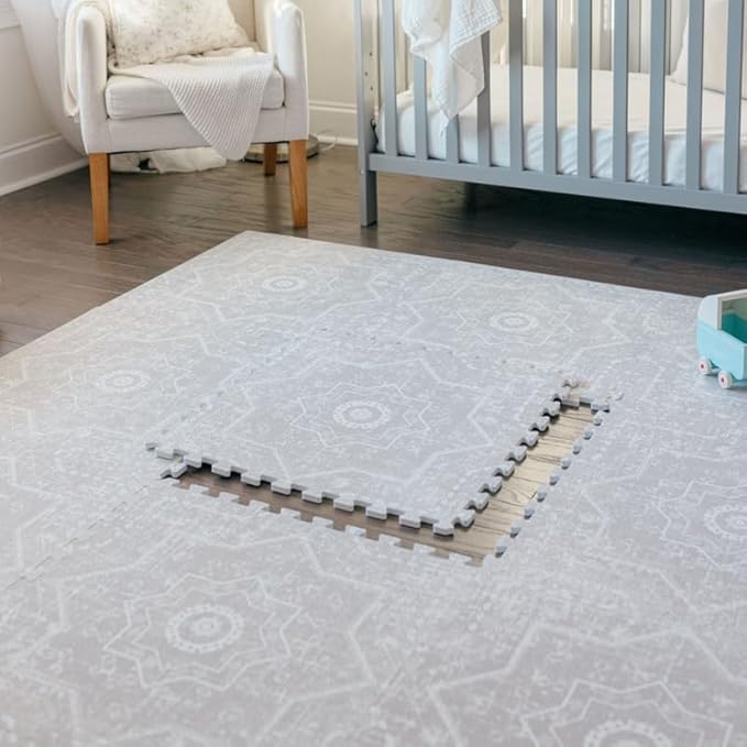 Baby Play Mat for Floor - Layla (6x8ft) - Premium EVA Foam Play Mat for Babies & Toddlers (Ages 0-5+) - Non-Toxic Playmat for Tummy Time, Crawling & Playroom - Stylish & Comfortable