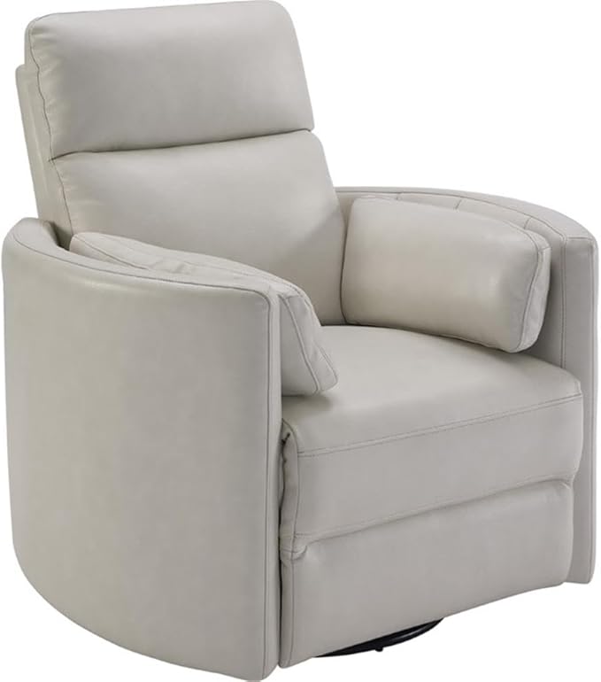 Pemberly Row Modern Brown Leather Power Swivel Glider Recliner (Two Pack) with USB Charging Ports for Living Room