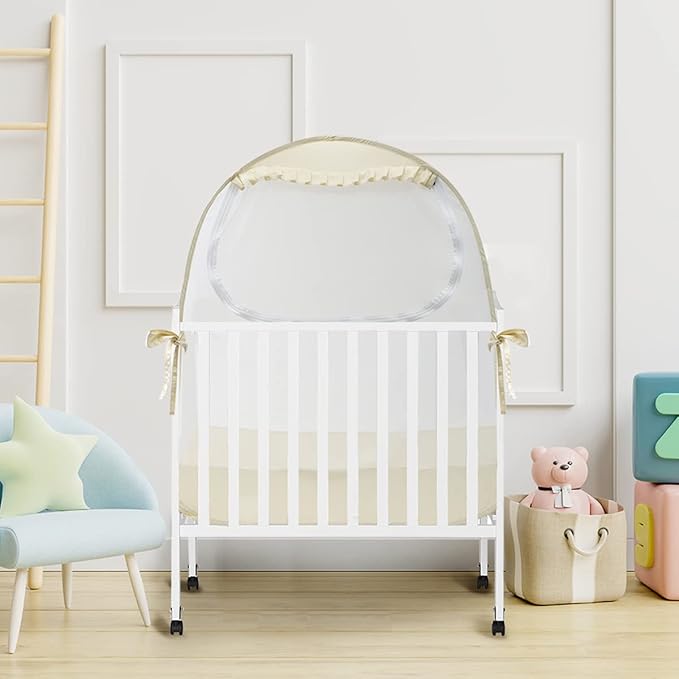 Pop Up Pack N Play Tent, Baby Net to Keep Toddler in, Mini Crib Canopy for Pack and Play, See Through, Breathable & Portable