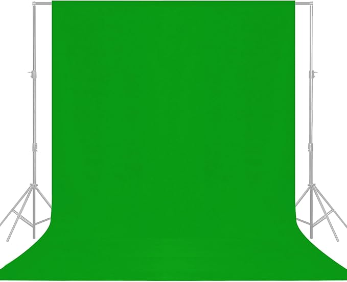 YSKE-Y2 Heavy Duty Photo Backdrop, 10x8ft Green Seamless Fabric Background Photography Backdrop Curtain Screen for Photoshoot Video Studio Party