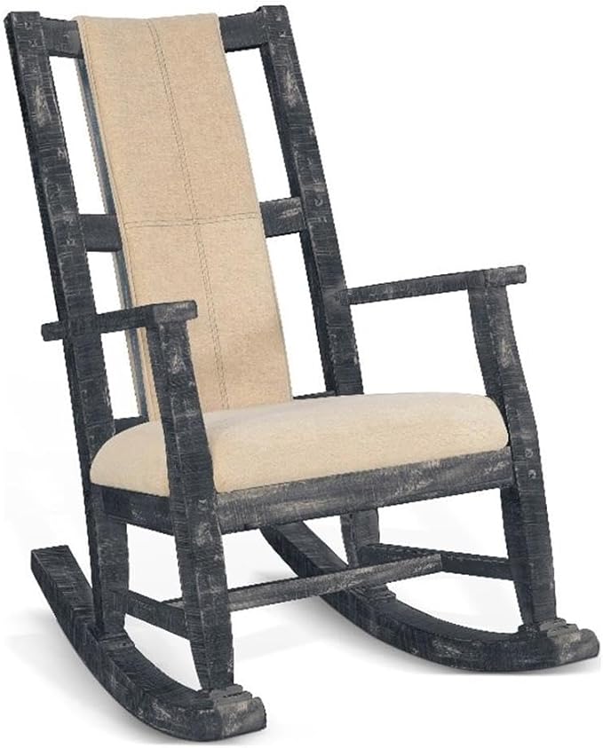 Pemberly Row Mahogany Rocking Chair with Cushion Seat & Back in Black