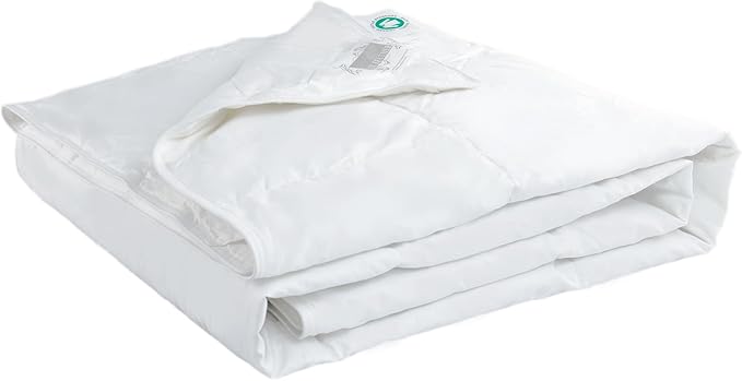 Toddler Goose Down Comforter Lightweight Summer Cooling Baby Duvet Insert, Hypoallergenic 100% Organic Cotton Crib Quilted Washable Nursery Blanket with Corner Tabs, White 41x48 Inches