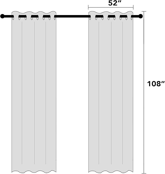 PrinceDeco 100% Blackout Linen Textured Curtains for Bedroom Grommet Room Darkening Curtains & Drapes Luxury Decor for Living Room Solid Thermal Insulated with White Liner,Pearl White,52 x 108 Inch