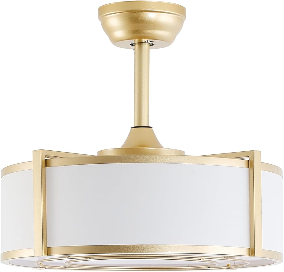 20" Caged Ceiling Fans with Lights, Gold Fandelier Ceiling Fan with Light, Boho Chandelier Fan Remote Control, 6 Speeds for Bedroom, Nursery, Living Room