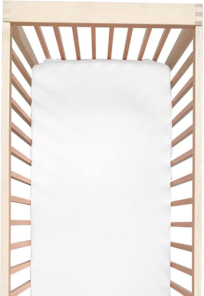 100% Silk Mini Crib Sheet Fitted for Pack N Play or Portable Playard, Soft Smooth Breathable for Baby Hair, Pack of 1 for Boys and Girls, 24 x 38 x 5, White