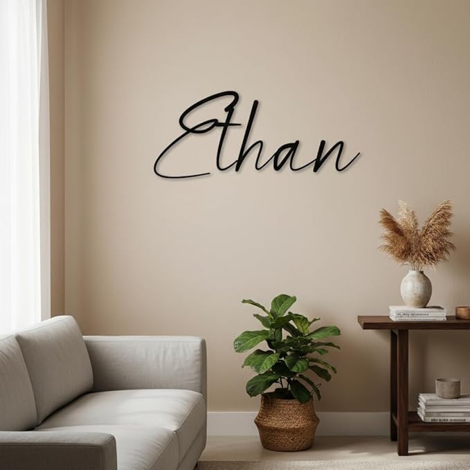 Custom Metal Name Sign – Custom Name Sign Baby – Personalized Signature Name Wall Decor, Elegant Laser Cut Iron Words For Nursery, Wedding Backdrop & Home Decoration Gift (8"-22")