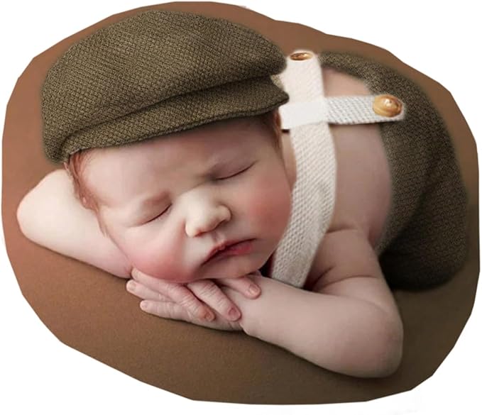 Holibeat Newborn Boy Photography Props Baby Boy Photo Shoot Outfits Infant Gentleman Romper Suits with Hat