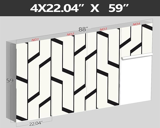 XMPMBM-Black Textured backsplash Large Decorative Geometrical Wallpaper Bedroom Bathroom Wall Mural- W 88" X H 59"(36 Square Foot)