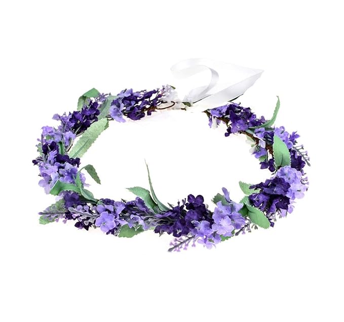 Vividsun Lavender Flower Crown Floral Wreath Headband Photo Props (Mix/purple)
