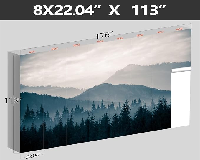 XMPMBM-Misty Forest Fabric Wallpaper Pine Forest Living Room Bedroom Bathroom Wall Mural-W 176" X H 113"(138 Square Foot)
