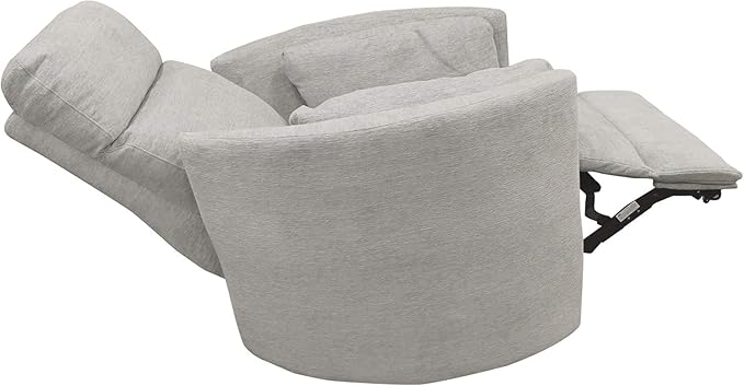 Pemberly Row Polyester Power Swivel Glider Recliner in Mineral White with USB Charging Ports and 2 Comfort Pillows for Living Room