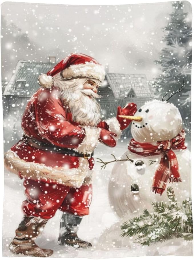 Christmas Snowman Blanket Santa Claus Throw Blanket Flannel Stuff Merch Cozy Decor Fleece Soft Plush Fuzzy Warm Lightweight Bedding Snowman Lover Gifts for Women Men Girl Boy Couch Soft 80"X60"