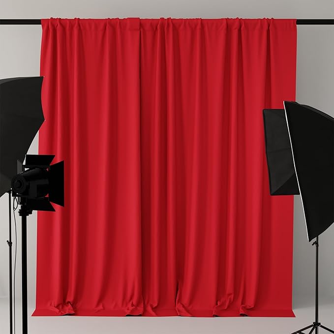 10x10FT Red Curtains Backdrop for Parties, Wrinkle Free Red Photo Backdrop Curtains Drapes for Party Birthday Wedding Decoration Photography,5ft x 10ft, 2 Panels
