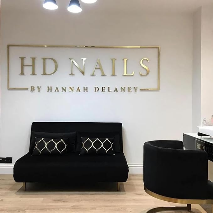 Custom Gold Acrylic Logo Sign for Business Salon or Office Wall Signage (Light gold)
