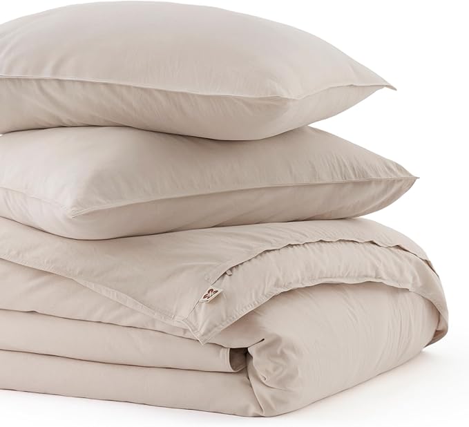 Bedsure Cotton Duvet Cover King, 100% GOTS Organic Cotton Duvet Cover Set, Fair Trade Certified King Bedding Set, Eco-Friendly, Ultra-Soft, Breathable Home Bedding for All Seasons(Linen, 104"x90")