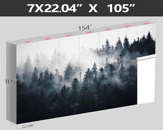 XMPMBM-Misty Forest Fabric Wallpaper Pine Forest Living Room Bedroom Bathroom Wall Mural-W 154" X H 105"(112 Square Foot)