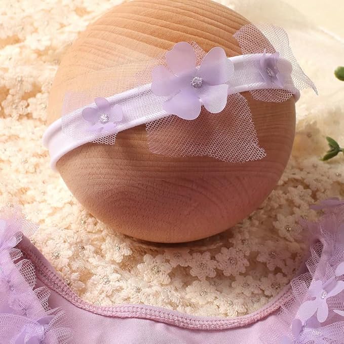 Newborn Girl Photography Outfits, Backless Lace Romper with Flower Headband Photo Props, Baby Girl Photoshoot Outfits