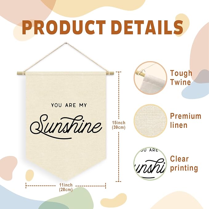 You Are My Sunshine Wall Hanging Banner, Kids Room Decor, Trendy Pennant Flag Banner Wall Hanging Decor for Nursery Home Classroom