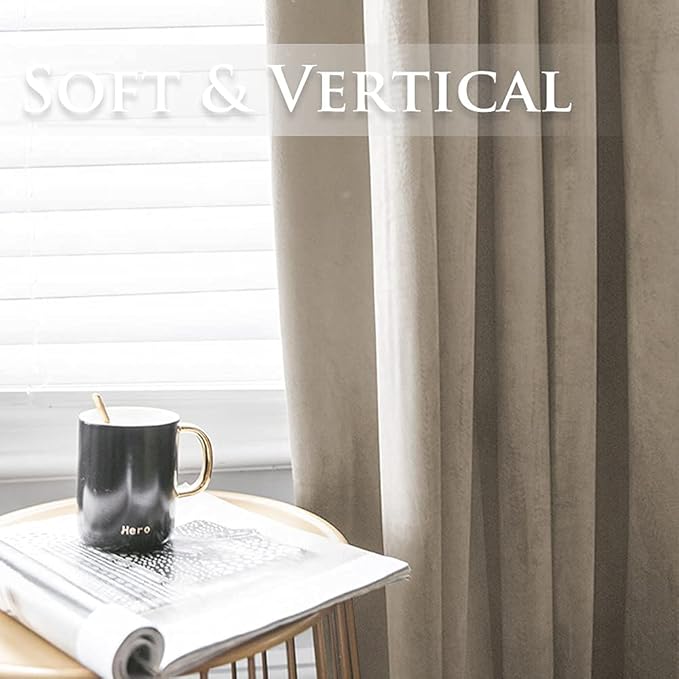 StangH Camel Beige Velvet Curtains 84 inches Long, Pinch Pleated Room Darkening Bedroom Drapes Thermal Insulated Luxury Home Decoration for Office Living Room, W30 x L84, 2 Panels