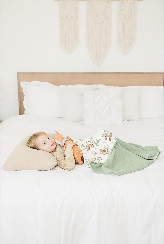 Konssy Muslin Baby Blankets for Girls Boys, 100% Cotton Crib Blanket for Infant Toddler, Super Soft and Lightweight Nursery Swaddling Wrap 40"x36" (Woodland)