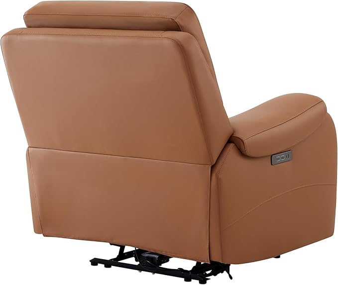 CHITA Large Power Zero Gravity Recliner Chair, Genuine Leather Recliner Chair for Adults with Adjustable Power Headrest and Hidden Slide-Out Cupholders, USB and Type-C Ports, Saddle