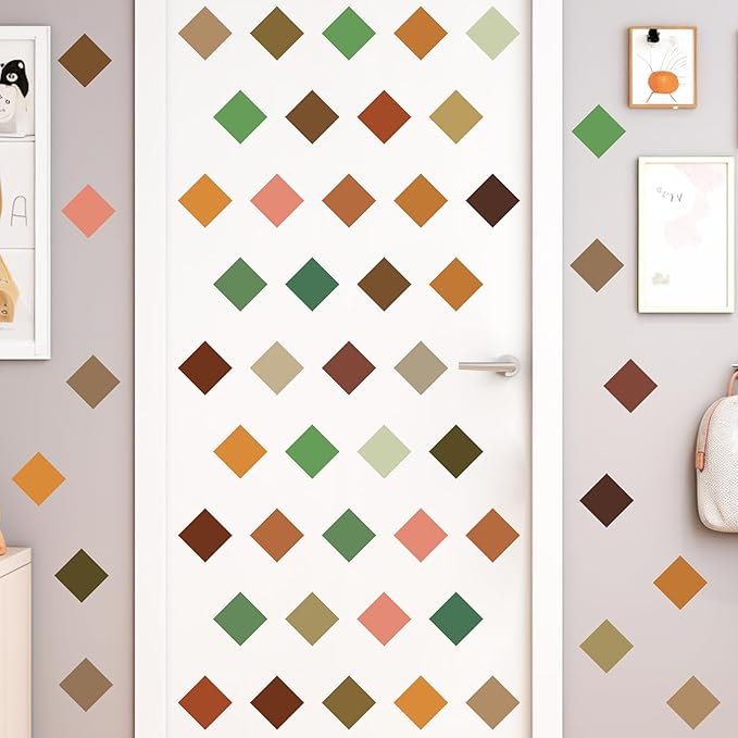 Pixel Block Wall Decals Geometric Square Wall Stickers Removable Pixel Gamer Vinyl Decals Game Room Border Sticker DIY Gaming Color Block Stickers for Playroom Nursery Bedroom Decor