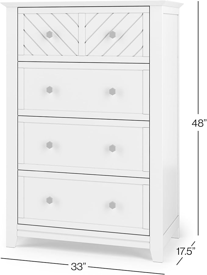 Child Craft Atwood Crib, Dresser and Chest Nursery Set, 3-Piece, Includes 4-in-1 Convertible Crib, Dresser and Chest, Grows with Your Baby (Matte White)
