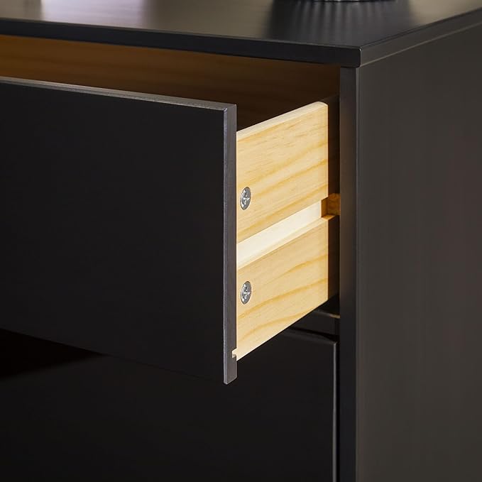 Walker Edison Sloane 3-Drawer Groove Handle Solid Pine Wood Dresser, 36 Inch, Black