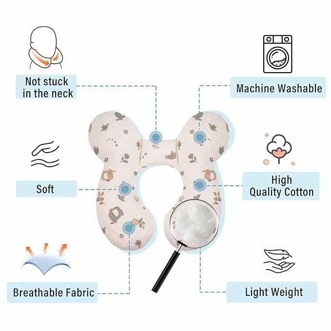 Baby Travel Pillow Upgraded, Soft Baby Head Support Pillow for Newborn Toddler,Babies Neck Car Seat, Pushchair and Strollers, Flower