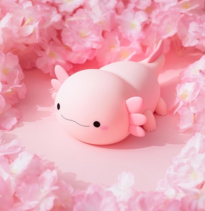 Axolotl Night Light for Kids,Cute Axolotl lamp Gifts Rechargeable light Table Lamp Bedside Lamp,LED Animal Silicone Nursery Night Lamp Cute Room Decor Night Light for Kids Girls Boys