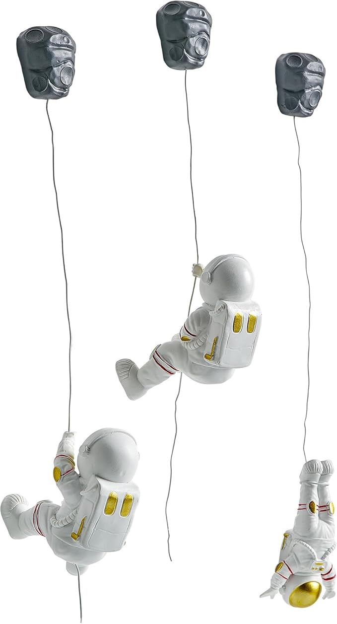 XGZY Climbing Astronaut Wall Decor: 3 Pcs Astronaut Figurine Hanging Decoration Outer Space Theme Decor for Home Decor 3D Wall Decor for Bedroom Kids Room Christmas Gift for Kids