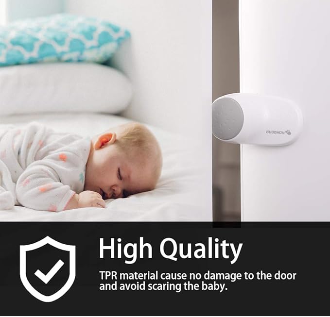 EUDEMON (4 Pack,White) Adjustable Door Guard Door Stop, Finger Pinch Guard,Revolving Door Stopper for Child Proofing, Pet Door Stopper,Easy to Install and Use Adhesive, no Tools Need