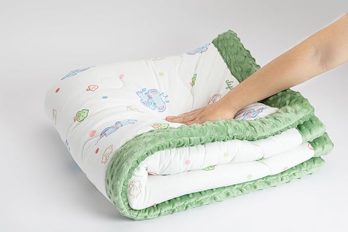 Cuite Pumpkin Baby Toddler Bed Comforter, Down Alternative Toddler Comforter All Season,Quilted Toddler Blanket for Daycare,Baby Crib Quilt for Boys and Girls,(47x 59 Green)