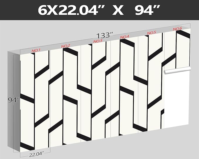 XMPMBM-Black Textured backsplash Large Decorative Geometrical Wallpaper Bedroom Bathroom Wall Mural- W 132" X H 92"(93 Square Foot)
